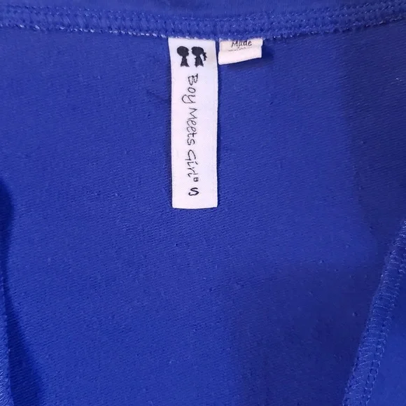 Boy Meets Girl Blue Sweatshirt with Gray Patches - Picture 2 of 4